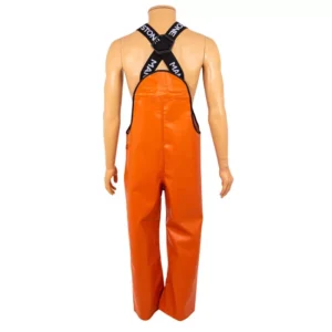 N982p orange pantalon a bavette en pvc dos jpg 2 300x300