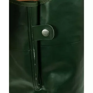 N982p vert pantalon a bavette en pvc ouverture sur le cote gauche avec bouton pression jpg 300x300